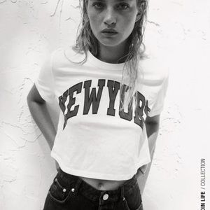 New York Graphic Cropped Tee by Zara